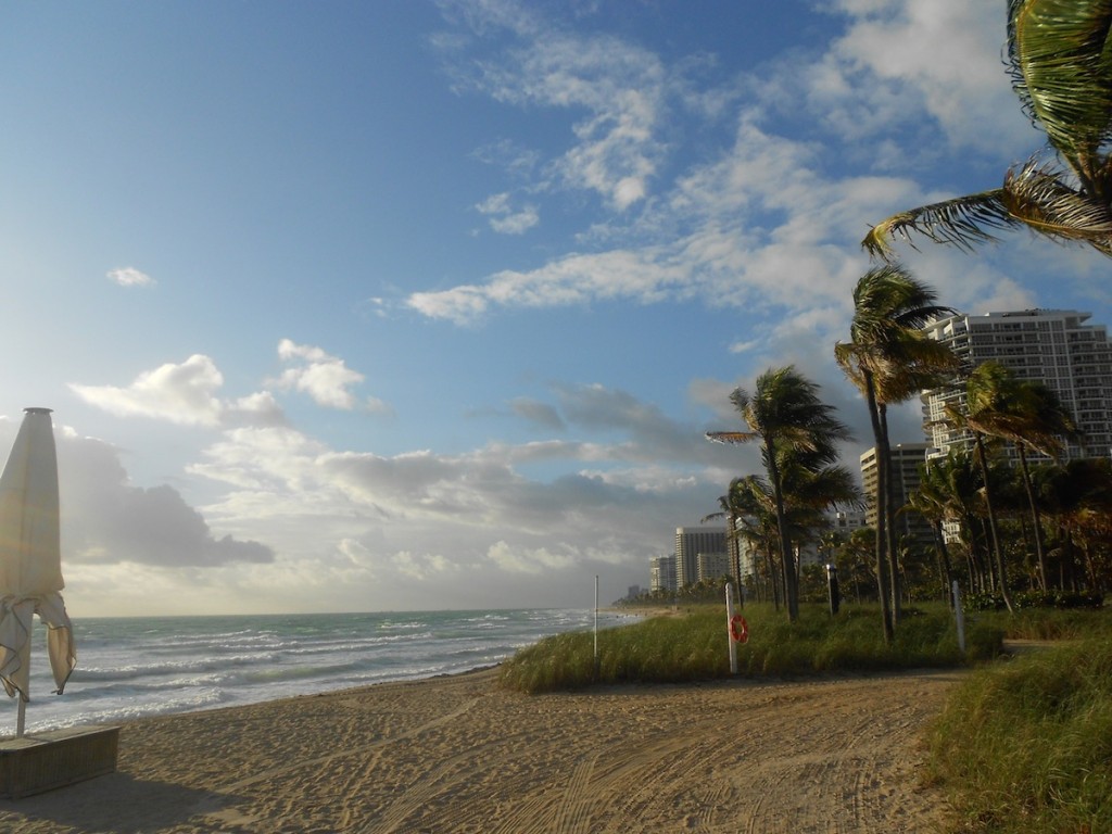Miami Beach, Florida, Sunshine State, USA, Sonne, Meer, Wasser, Strand, Palmen, Wolken, Sonnenaufgang
